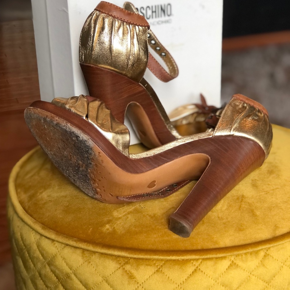 Moschino Gold Sandal Heel View 4